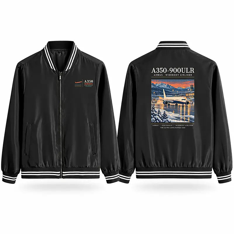 Airbus A350-900ULR Stylish Jackets - Baseball Collar - Poster - Black