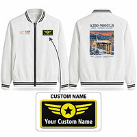 Thumbnail for Airbus A350-900ULR Stylish Jackets - Baseball Collar - Poster + Name - White