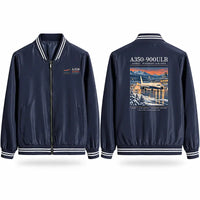 Thumbnail for Airbus A350-900ULR Stylish Jackets - Baseball Collar - Poster - Navy Blue
