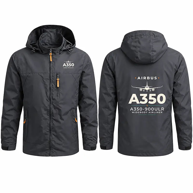 Airbus A350-900ULR Stylish Jackets - Hooded Windbreaker - Heritage - Charcoal
