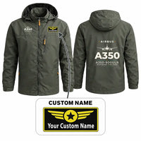 Thumbnail for Airbus A350-900ULR Stylish Jackets - Hooded Windbreaker - Heritage + Name - Olive Green