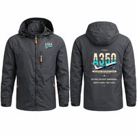 Thumbnail for Airbus A350-900ULR Stylish Jackets - Hooded Windbreaker - Original - Charcoal