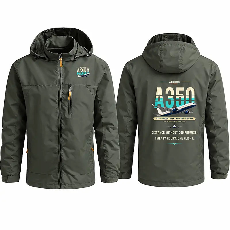 Airbus A350-900ULR Stylish Jackets - Hooded Windbreaker - Original - Olive Green