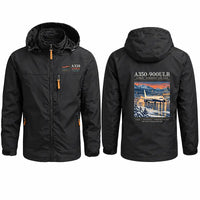 Thumbnail for Airbus A350-900ULR Stylish Jackets - Hooded Windbreaker - Poster - Black