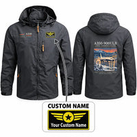 Thumbnail for Airbus A350-900ULR Stylish Jackets - Hooded Windbreaker - Poster + Name - Charcoal
