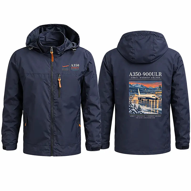 Airbus A350-900ULR Stylish Jackets - Hooded Windbreaker - Poster - Navy Blue