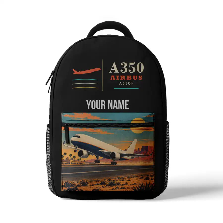 Airbus A350F - 3D Backpack - Black + Name