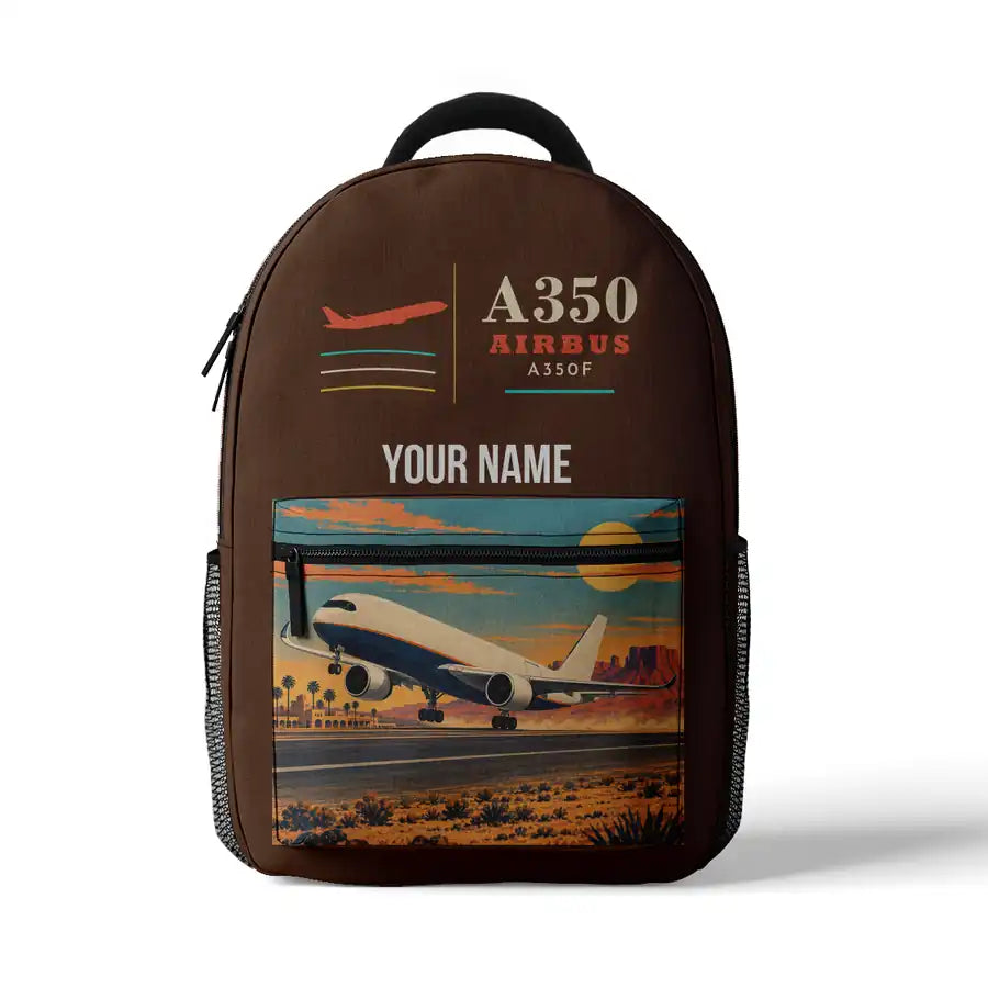 Airbus A350F - 3D Backpack - Brown + Name