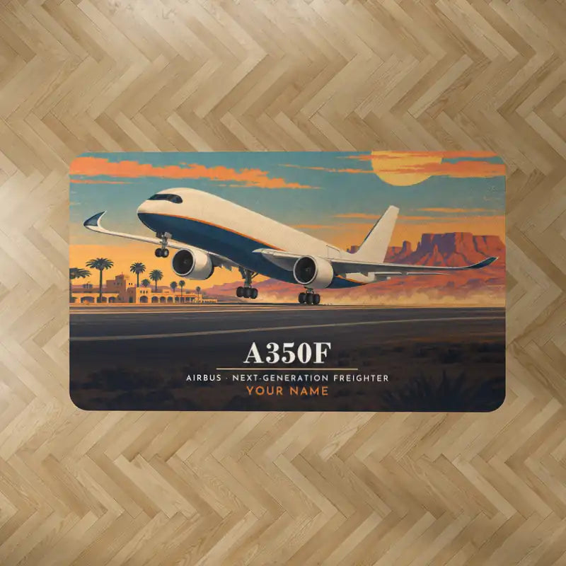 Airbus A350F - 3D + Name - Rectangle Carpet - Full Print