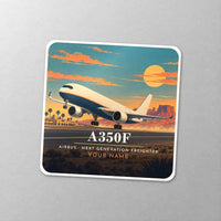 Thumbnail for Airbus A350F - 3D + Name - Square Sticker - Close-up