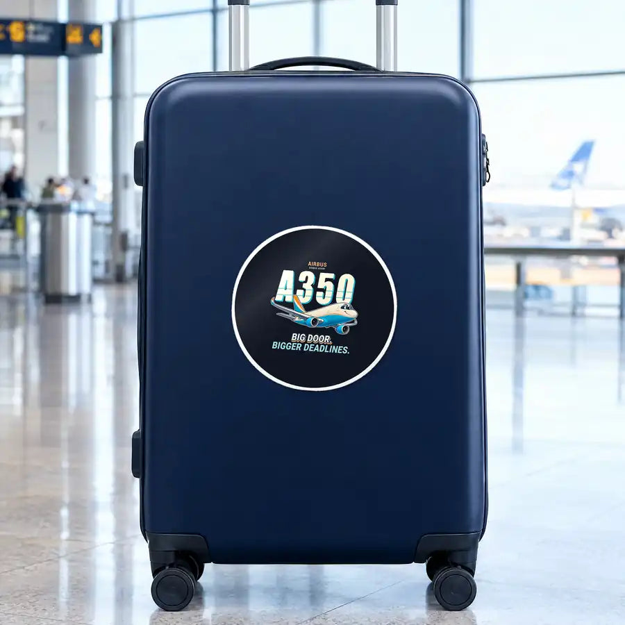 Airbus A350F - Cartoon - Circle Sticker - Suitcase