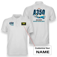 Thumbnail for Airbus A350F - Cartoon - Double-Side Polo - White + Name