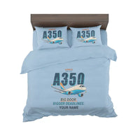 Thumbnail for Airbus A350F - Cartoon + Name - Bedding Set - Light Blue