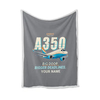 Thumbnail for Airbus A350F - Cartoon + Name - Blanket - Gray