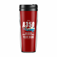 Thumbnail for Airbus A350F - Cartoon + Name - Plastic (No Holder) - Red