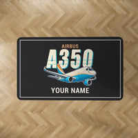 Thumbnail for Airbus A350F - Cartoon + Name - Rectangle Carpet - Black