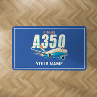 Thumbnail for Airbus A350F - Cartoon + Name - Rectangle Carpet - Blue