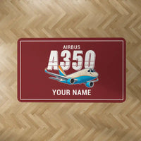 Thumbnail for Airbus A350F - Cartoon + Name - Rectangle Carpet - Dark Red