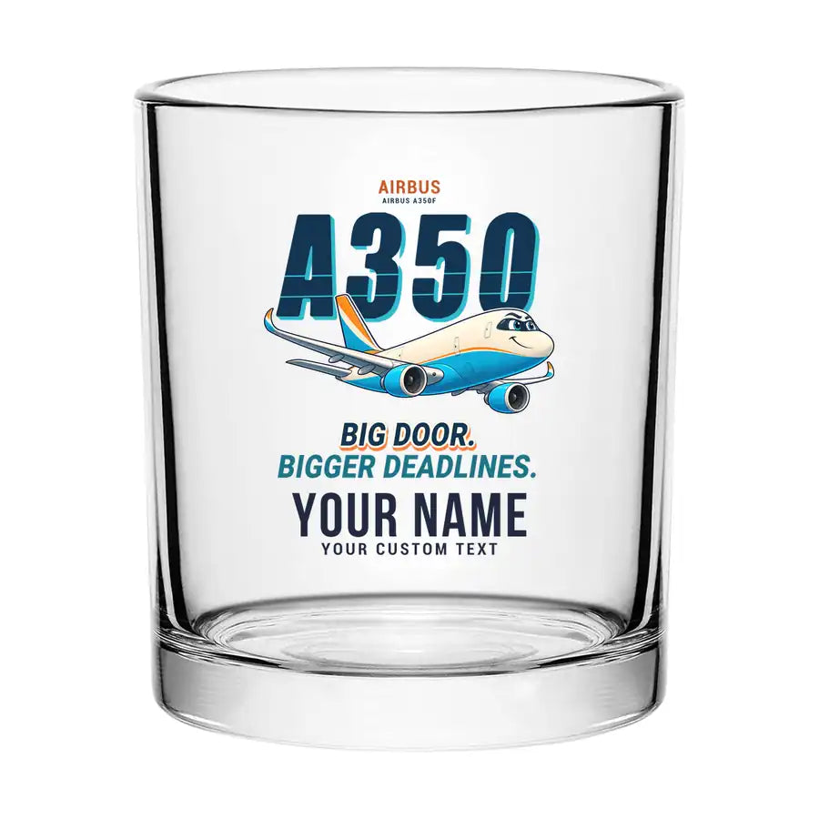 Airbus A350F - Cartoon + Name - Special Whiskey Glass
