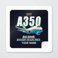 Thumbnail for Airbus A350F - Cartoon + Name - Square Sticker - Peel