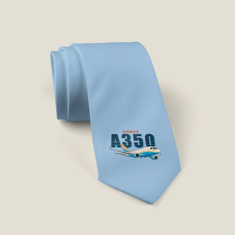 Airbus A350F - Cartoon - Tie - Light Blue