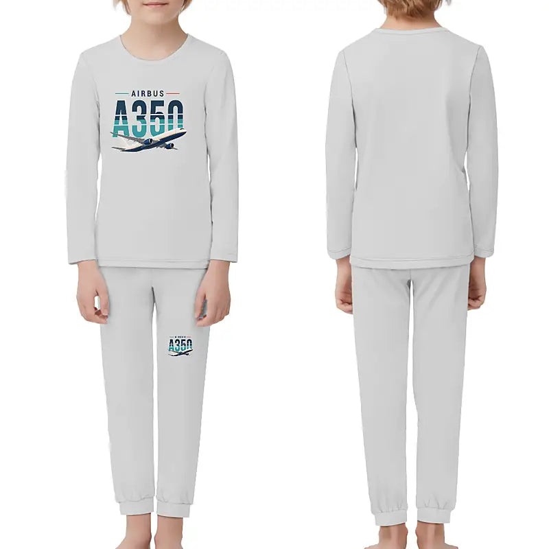 Airbus A350F - Children Pajamas - Original Chest - Light Gray