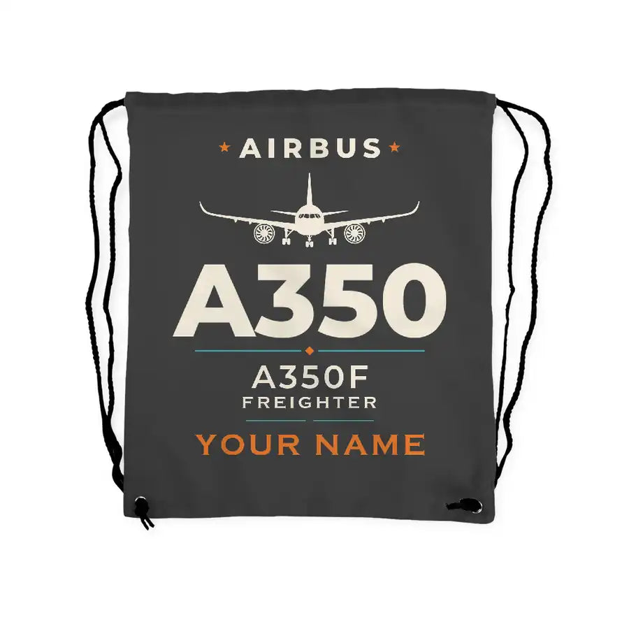 Airbus A350F - Drawstring Bag - Heritage + Name - Gray