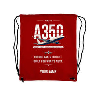 Thumbnail for Airbus A350F - Drawstring Bag - Original + Name - Red