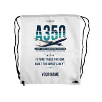 Thumbnail for Airbus A350F - Drawstring Bag - Original + Name - White