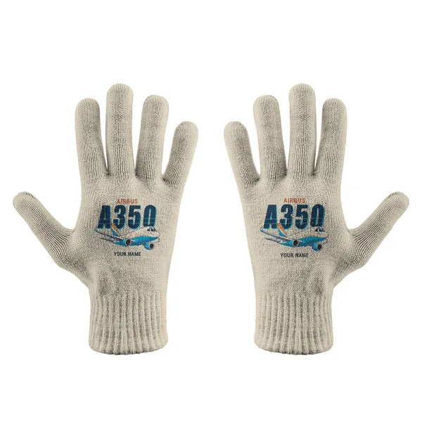 Airbus A350F - Gloves - Full - Cartoon + Name - Beige