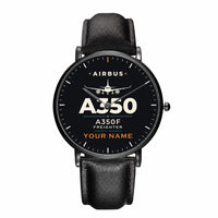 Thumbnail for Airbus A350F - Heritage + Name - Slim Leather - Black and Black Leather Strap