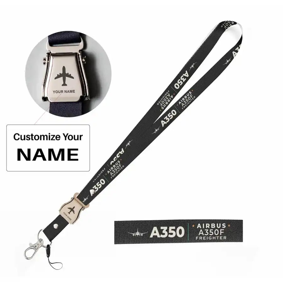 Airbus A350F Lanyard & ID Holders seat belt lanyard - Heritage - Black with name