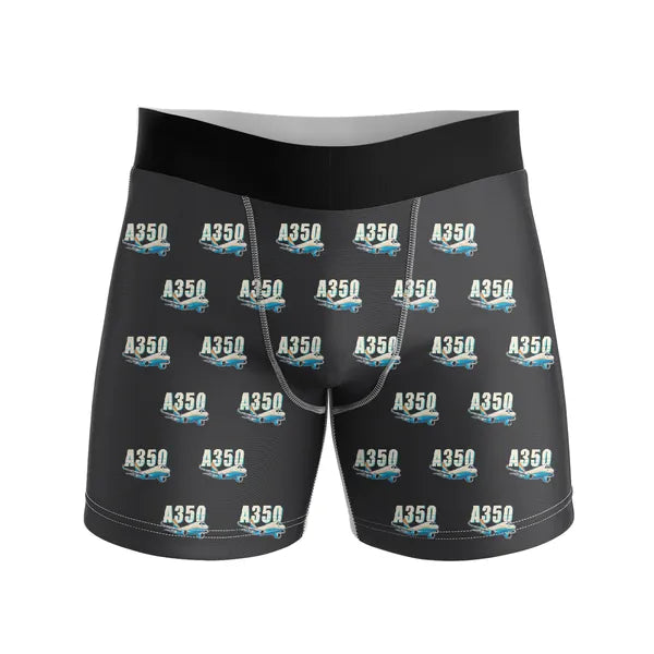 Airbus A350F - Men Boxers - Cartoon Pattern - Black