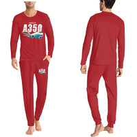 Thumbnail for Airbus A350F - Men Pajamas - Cartoon Chest - Red