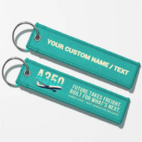 Thumbnail for Airbus A350F Aviator Key Chains - Turquoise - Original - Personalized