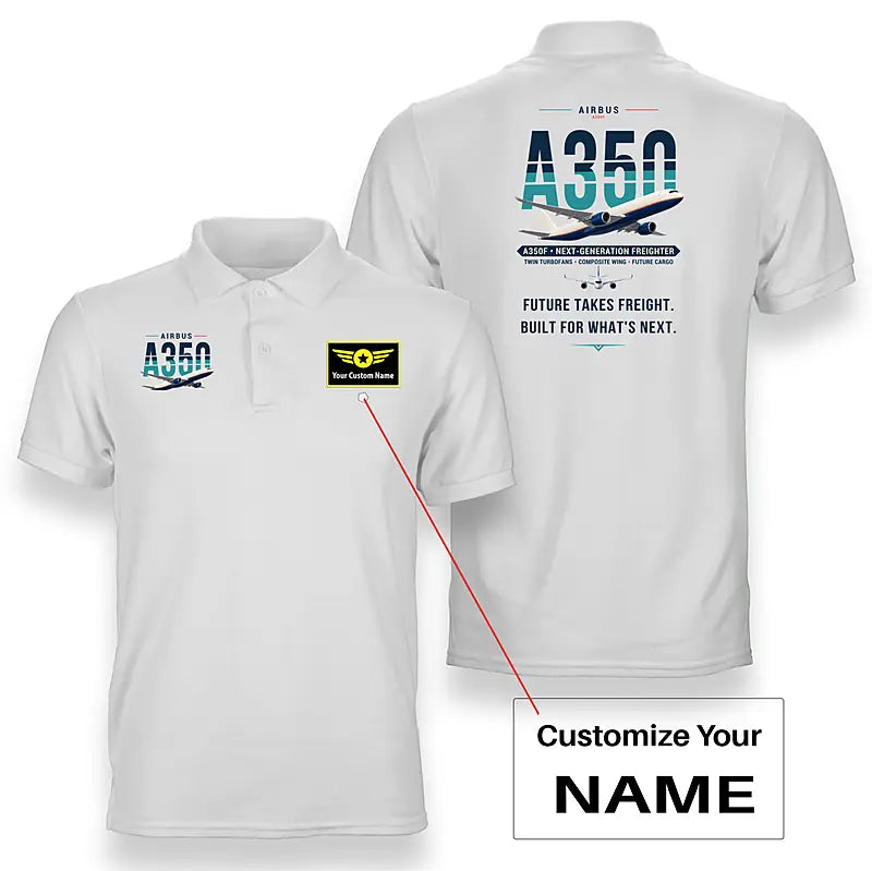 Airbus A350F - Original - Double-Side Polo - White + Name
