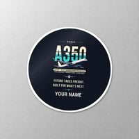 Thumbnail for Airbus A350F - Original + Name - Circle Sticker - Close-up