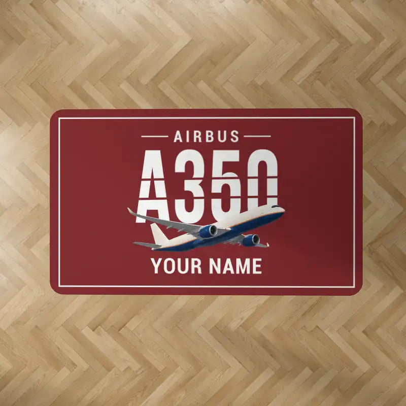 Airbus A350F - Original + Name - Rectangle Carpet - Dark Red