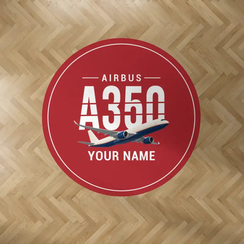 Airbus A350F - Original + Name - Round Carpet - Red