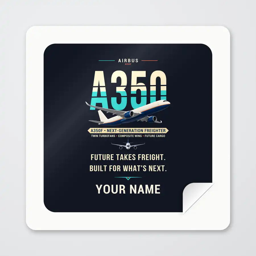 Airbus A350F - Original + Name - Square Sticker - Peel