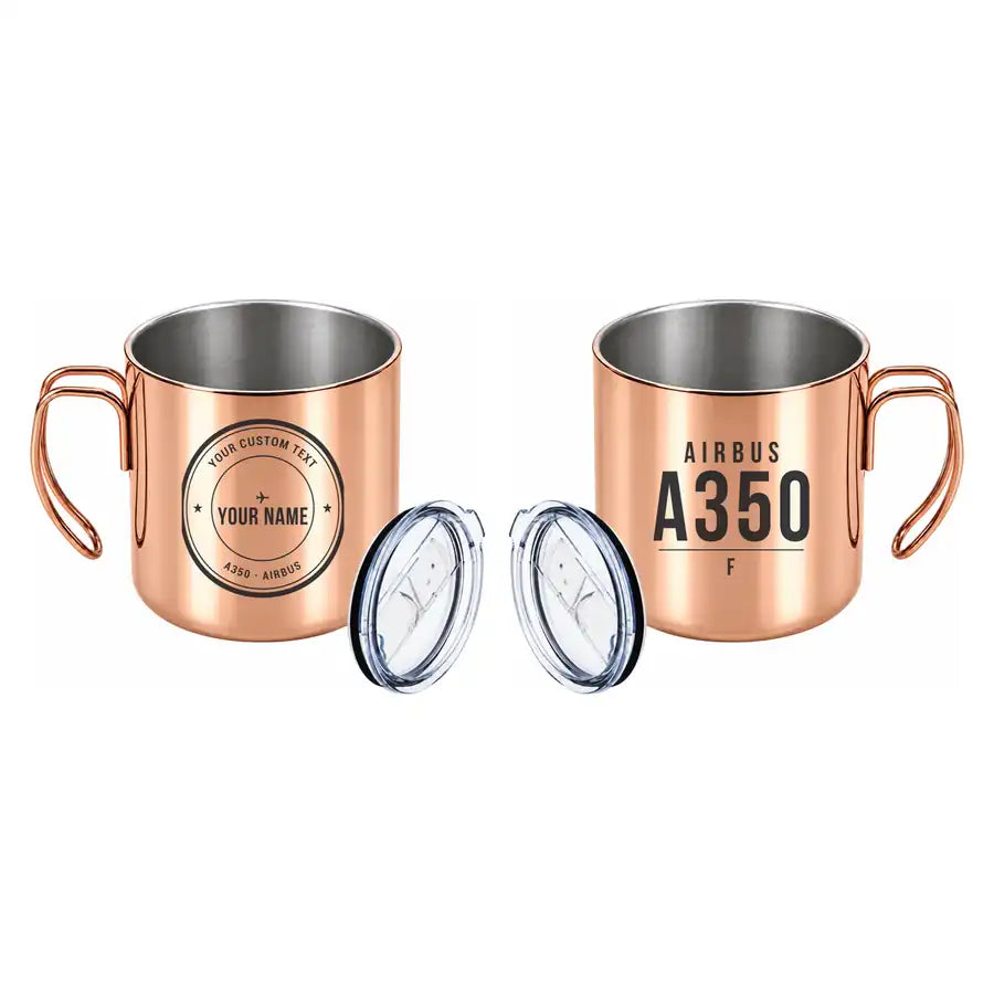 Airbus A350F - Portable Mug - Tag + Name - Copper