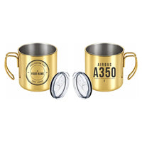 Thumbnail for Airbus A350F - Portable Mug - Tag + Name - Gold