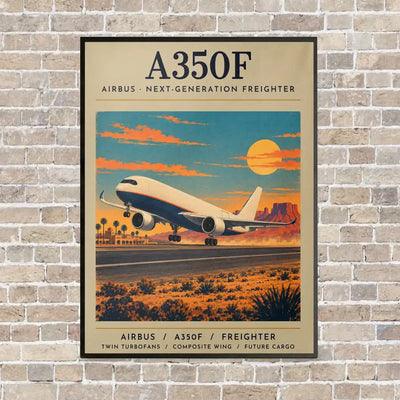 Airbus A350F - Poster - Canvas Framed - Beige