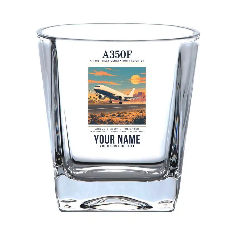 Airbus A350F - Poster + Name - Whiskey Glass