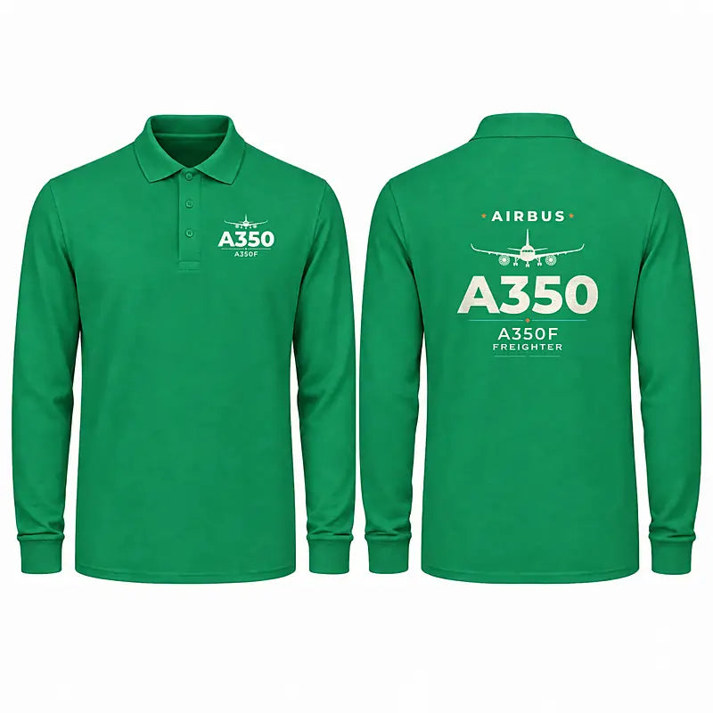 Airbus A350F Premium Polo T-Shirts - Heritage - Long Sleeve - Green