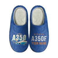 Thumbnail for Airbus A350F - Slippers - Cotton - Cartoon + Name - Blue
