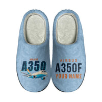 Thumbnail for Airbus A350F - Slippers - Cotton - Cartoon + Name - Light Blue