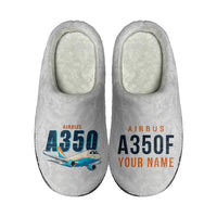 Thumbnail for Airbus A350F - Slippers - Cotton - Cartoon + Name - Light Gray