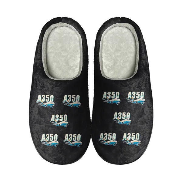Airbus A350F - Slippers - Cotton - Cartoon Pattern - Black