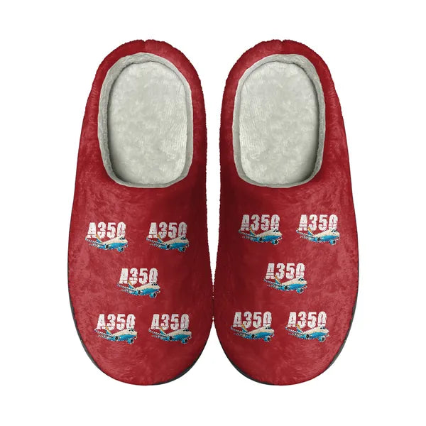 Airbus A350F - Slippers - Cotton - Cartoon Pattern - Red